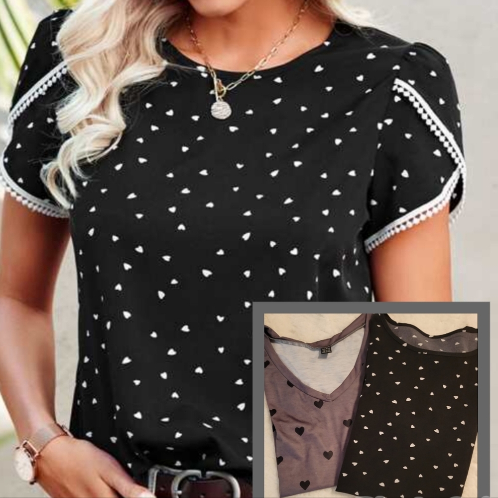 NWOT Heart Patterned Tops Set